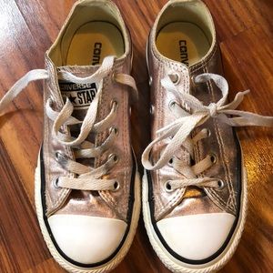 Girls rose gold converse shoes